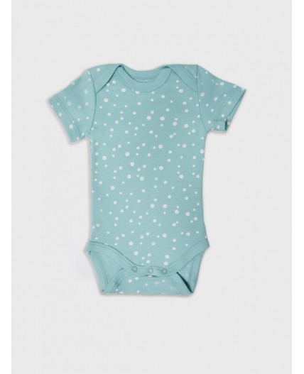 Боди имбирный +горошки на бирюзе +серый