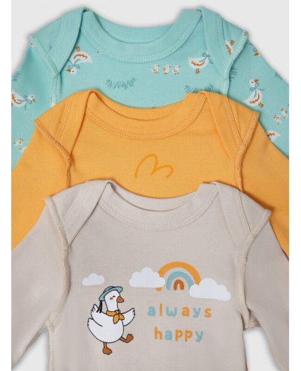 Боди оранжевый +уточки на бирюзе +льняной