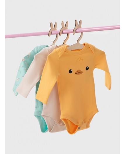 Боди оранжевый +уточки на бирюзе +льняной