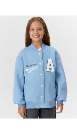 Бомбер пыльно -голубой +печать