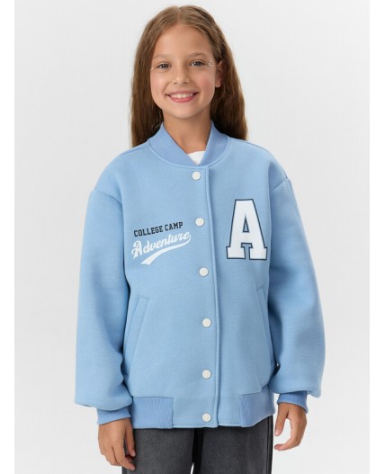 Бомбер пыльно -голубой +печать