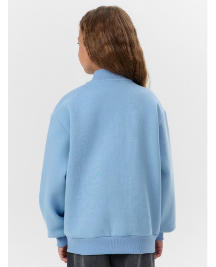 Бомбер пыльно -голубой +печать