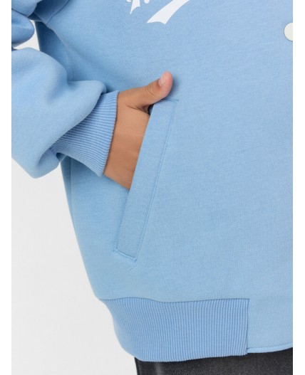 Бомбер пыльно -голубой +печать