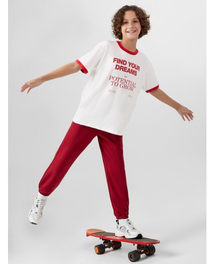 Брюки гранатовый красный