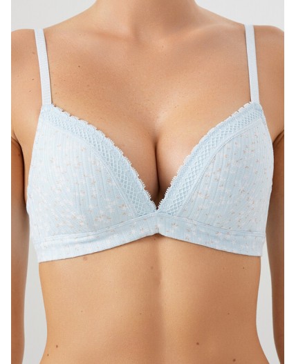 Бюстгальтер цветочки на голубом