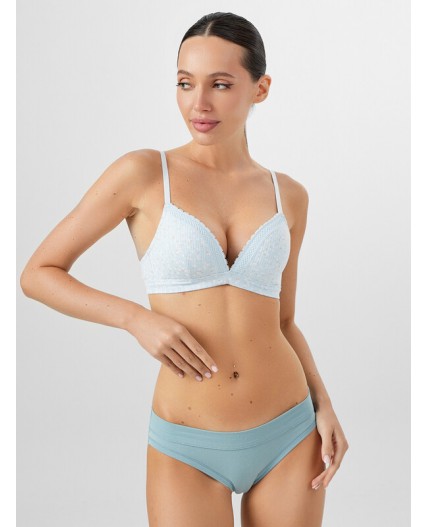 Бюстгальтер цветочки на голубом