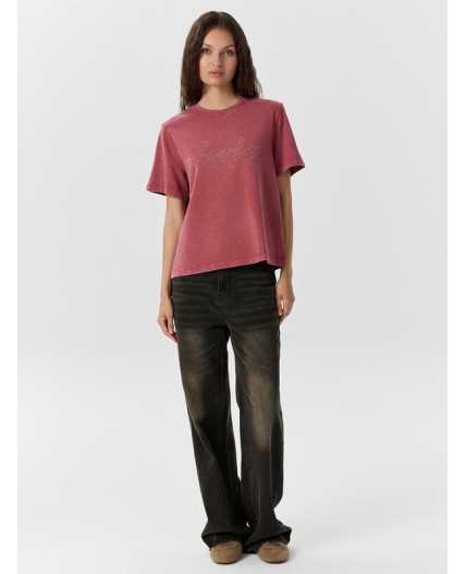 Футболка терракотовый acid wash +печать