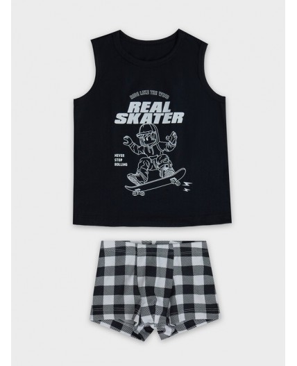 Комплект черный +ч/б клетка