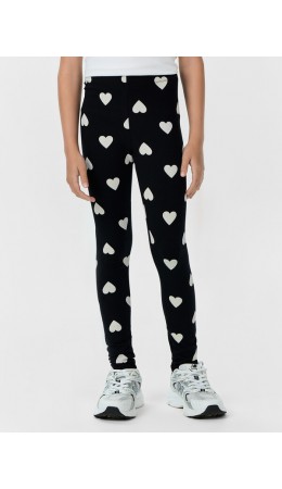 Легинсы сердечки на черном1