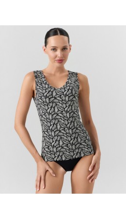 Майка листья на черном