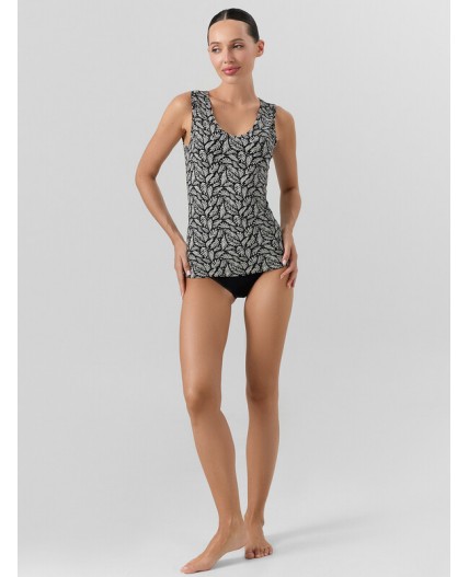 Майка листья на черном