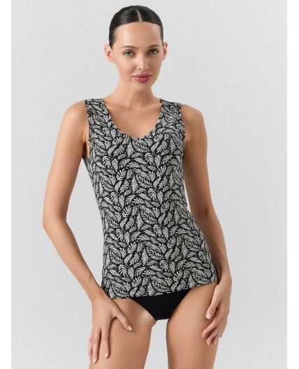 Майка листья на черном