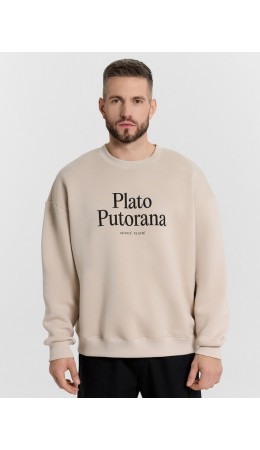 Свитшот белый песок +печать1