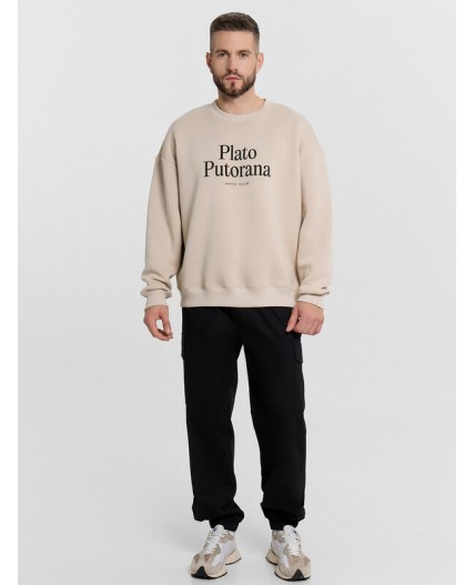 Свитшот белый песок +печать1