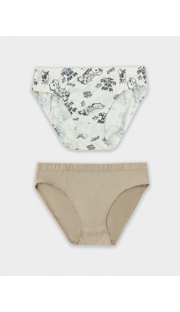 Трусы бежевый +граффити на молочном