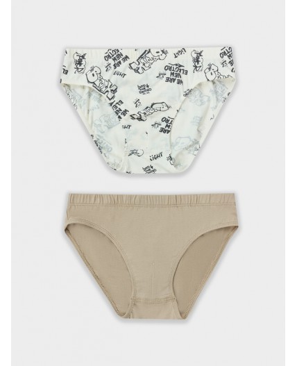 Трусы бежевый +граффити на молочном