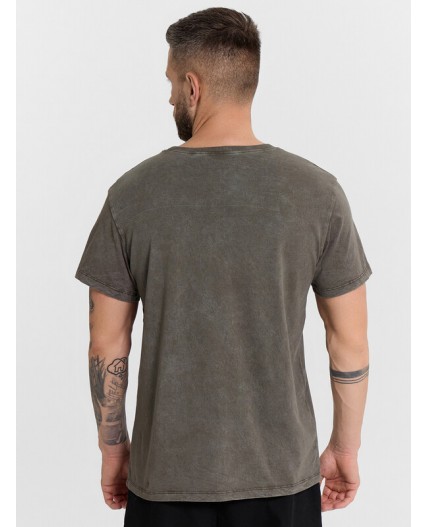Футболка ACID WASH т.оливковый +печать