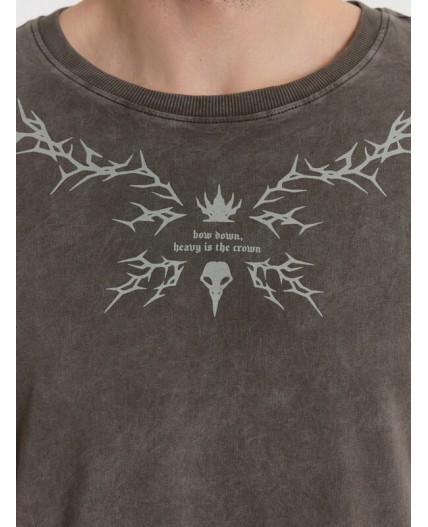 Футболка ACID WASH т.оливковый +печать