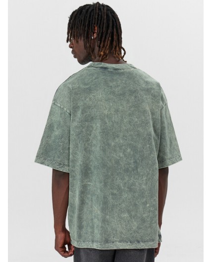 Футболка ACID WASH серый +печать