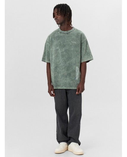 Футболка ACID WASH серый +печать