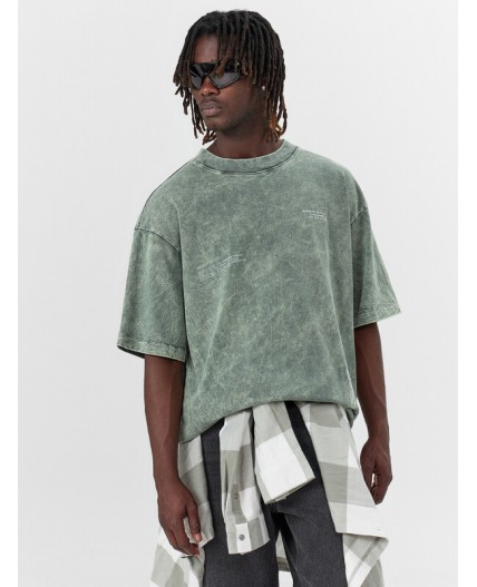 Футболка ACID WASH серый +печать