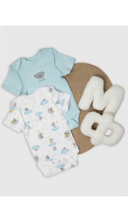 Боди звездные коалы на белом +голубой