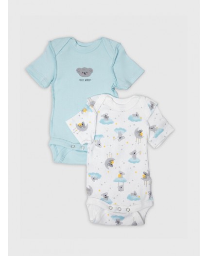 Боди звездные коалы на белом +голубой