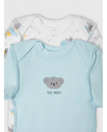 Боди звездные коалы на белом +голубой