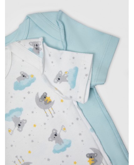 Боди звездные коалы на белом +голубой