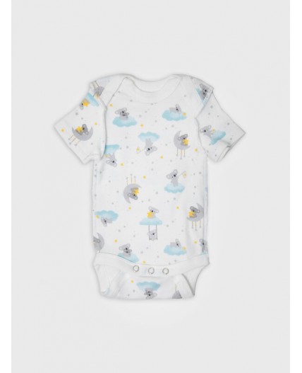 Боди звездные коалы на белом +голубой