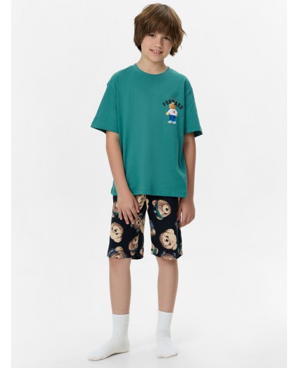 Пижама малахит +мишки на неви