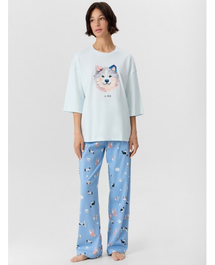 Комплект мятный лед +собачки на голубом