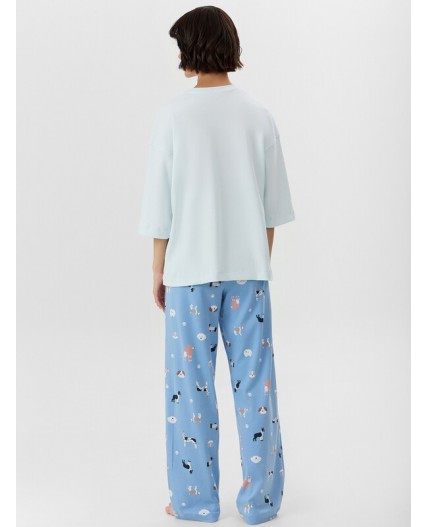 Комплект мятный лед +собачки на голубом