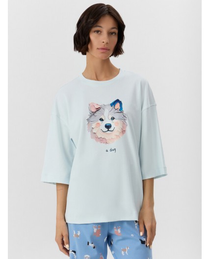 Комплект мятный лед +собачки на голубом