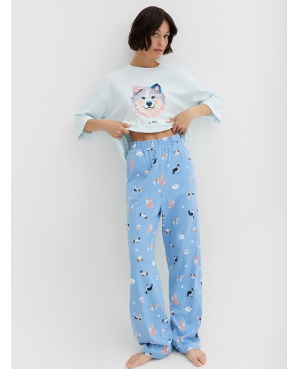 Комплект мятный лед +собачки на голубом