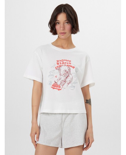 Комплект белый +серый меланж 4306-А +печать