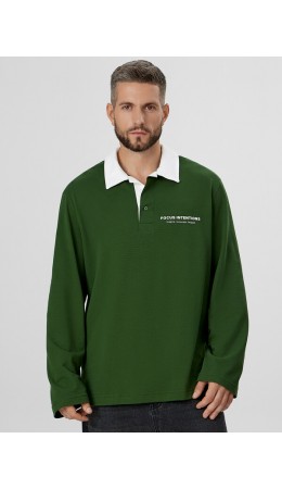 Поло т.зеленый +печать