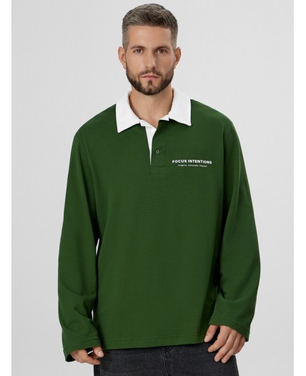 Поло т.зеленый +печать