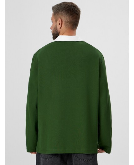 Поло т.зеленый +печать