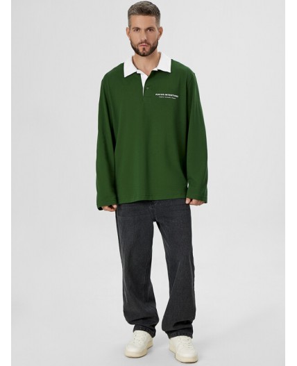 Поло т.зеленый +печать