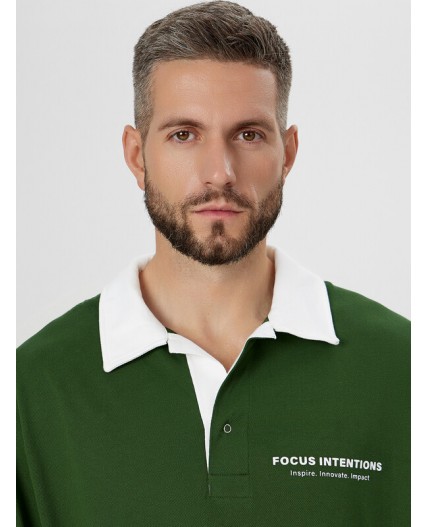 Поло т.зеленый +печать