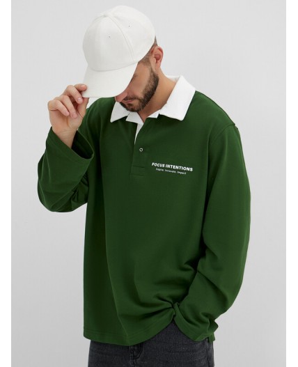 Поло т.зеленый +печать