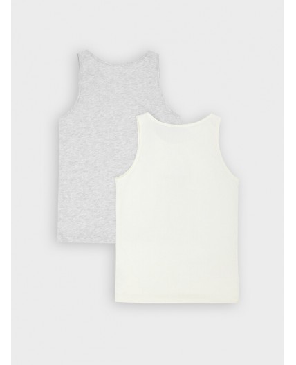 Топ св.молочный +серый меланж 43606-А +печать