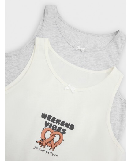 Топ св.молочный +серый меланж 43606-А +печать