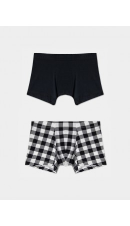 Трусы ч/б клетка +черный