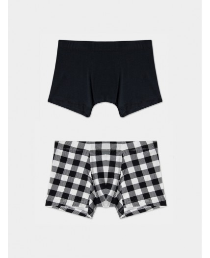 Трусы ч/б клетка +черный