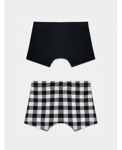 Трусы ч/б клетка +черный