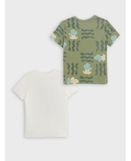 Футболка св.молочный +абстракция на зеленом