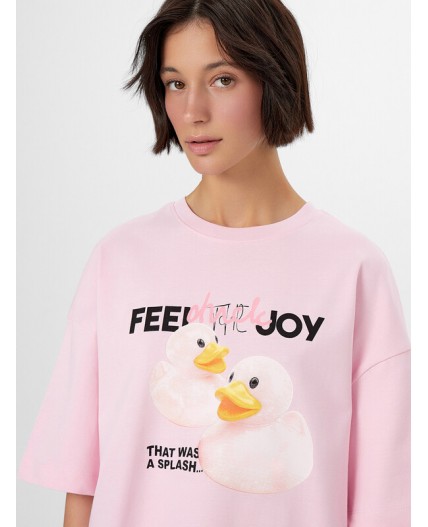 Футболка розовое сияние +печать