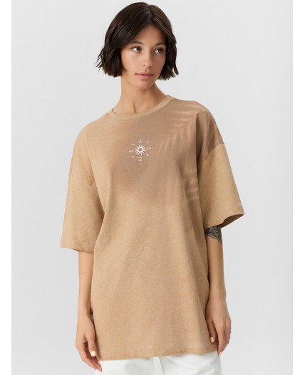 Футболка ACID WASH песочный +печать